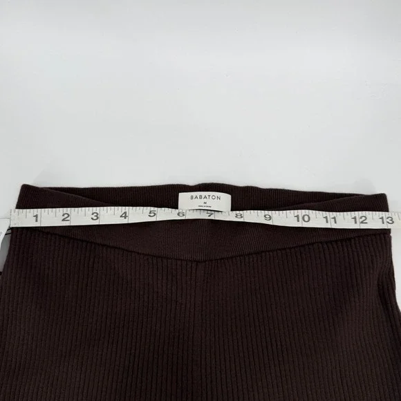 NWT Babaton Aritzia Rich Mocha Brown‎ Rib Knit Leggings Side Slits M - Picture 9 of 11